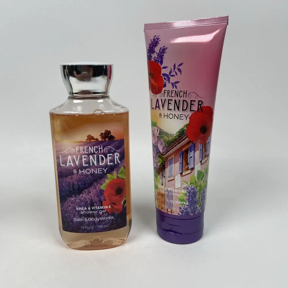 NEW Bath & Body Works FRENCH LAVENDER HONEY Shower Gel + Body Cream Lotion